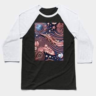 Other Worldly Designs- nebulas, stars, galaxies, planets with feathers Baseball T-Shirt